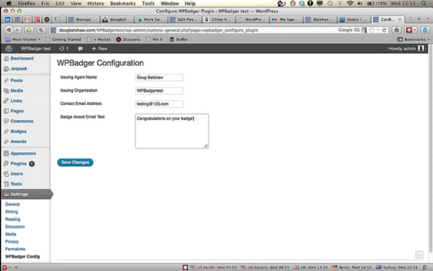 Configure WPBadger