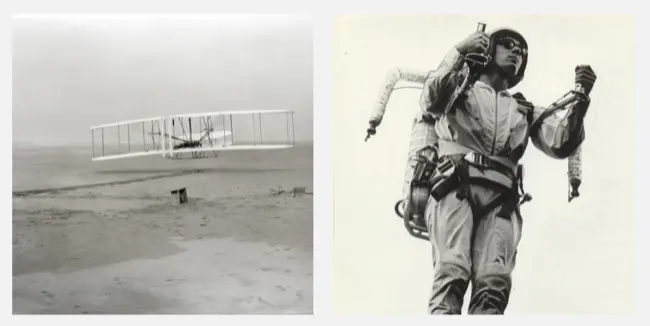 Wright Flier and Bell Rocket Belt