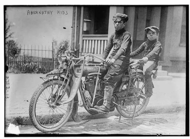 Abernathy kids on a motorbike