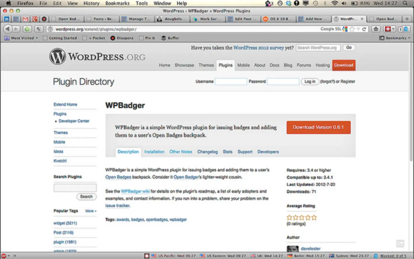 Install the WPBadger plugin