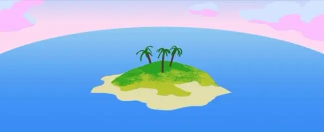 Illustration of an island in the middle of the sea