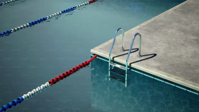Swimming pool lanes and steps