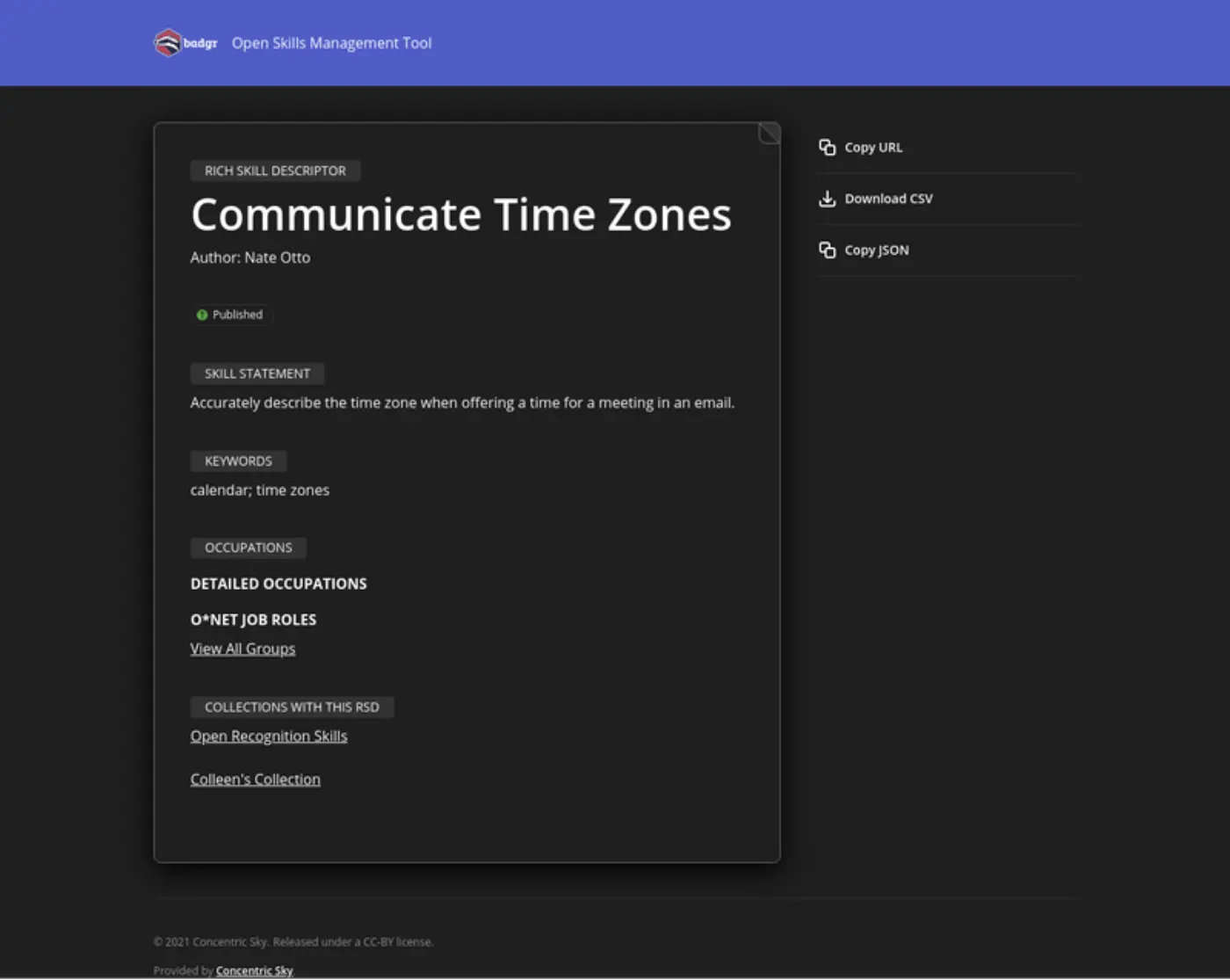 The 'Communicate Time Zones' skill 