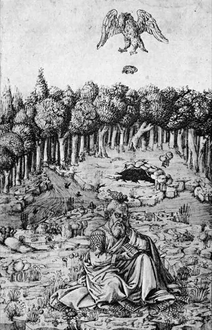 Illustration of the death of Aeschylus in the 15th century Florentine Picture Chronicle by Maso Finiguerra. Original is in the British Museum.
