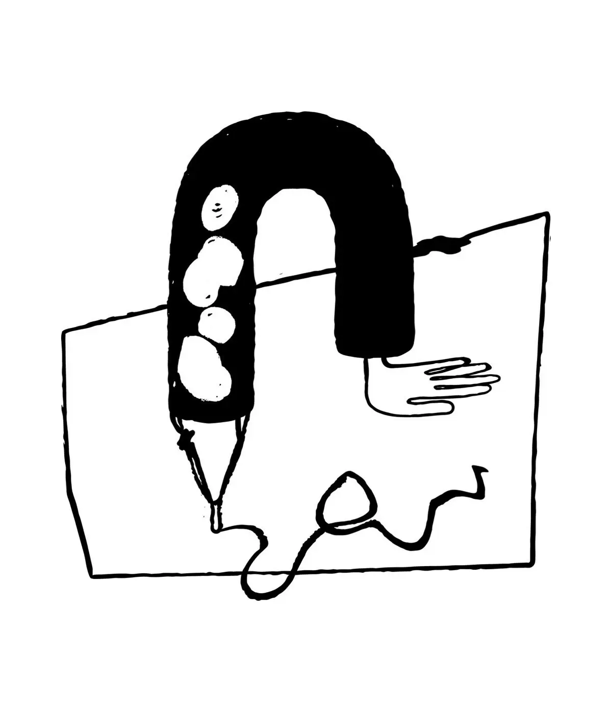 A pen that is also like an arm and hand