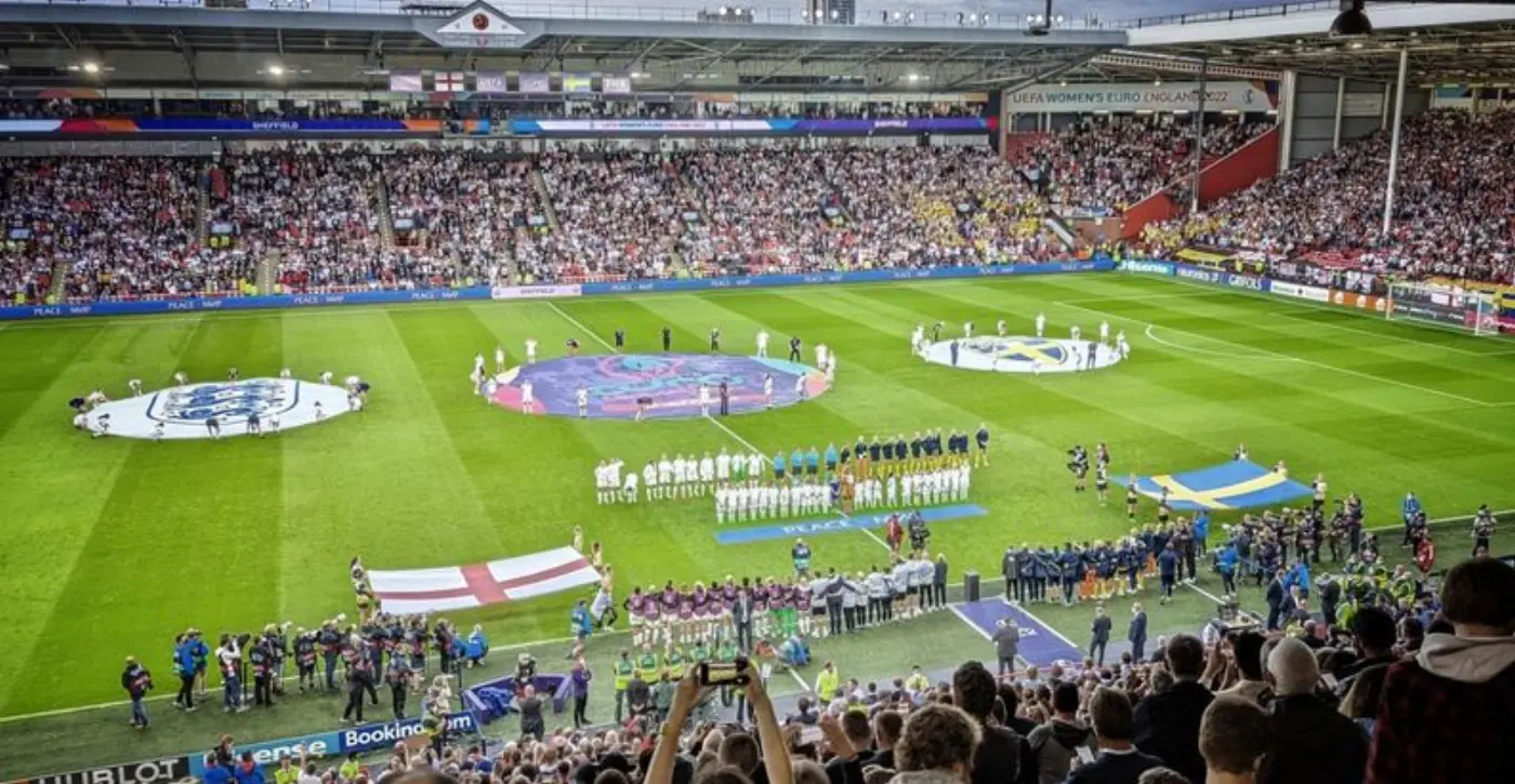 Teams lining up before England vs Sweden women's Euros