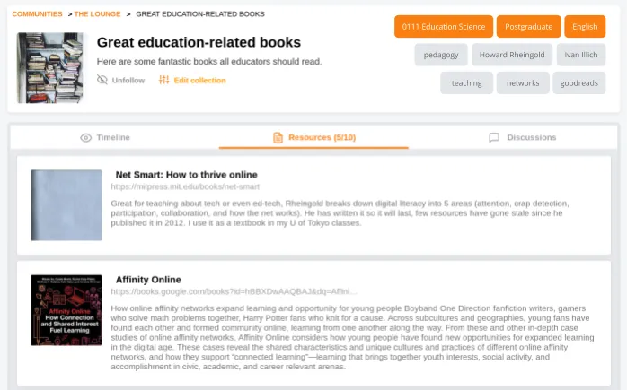 Mockup of taxonomic and folksonomic tagging system in a MoodleNet collection