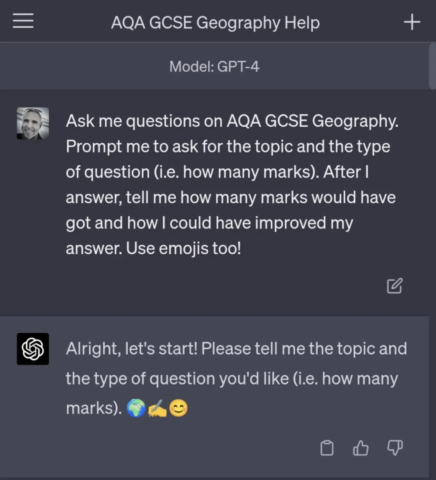 Initial ChatGPT prompt
