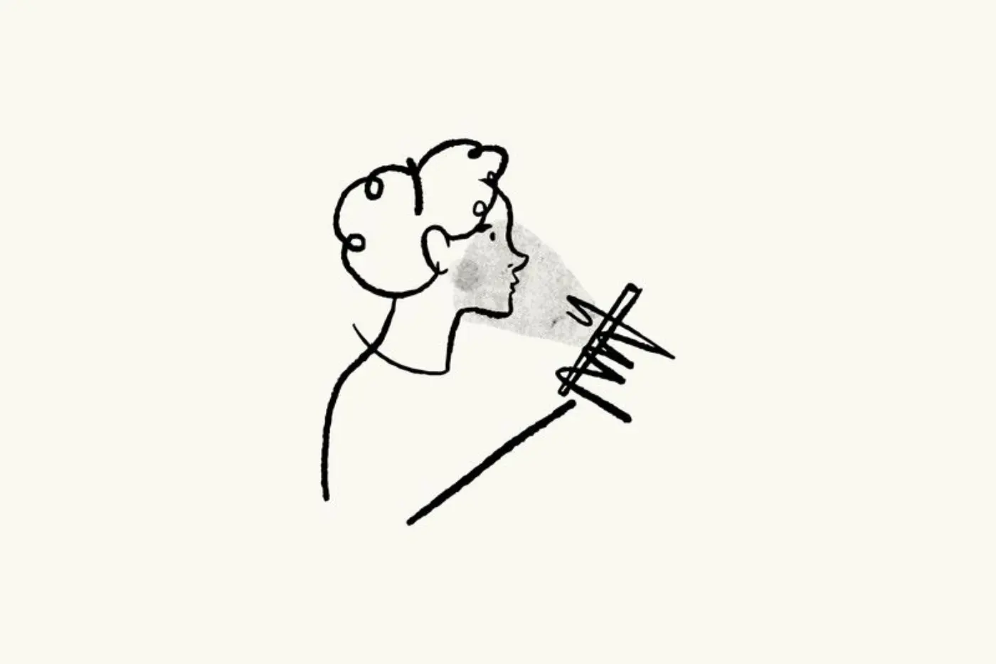 Illustration showing someone looking at a screen with the light shining on their face
