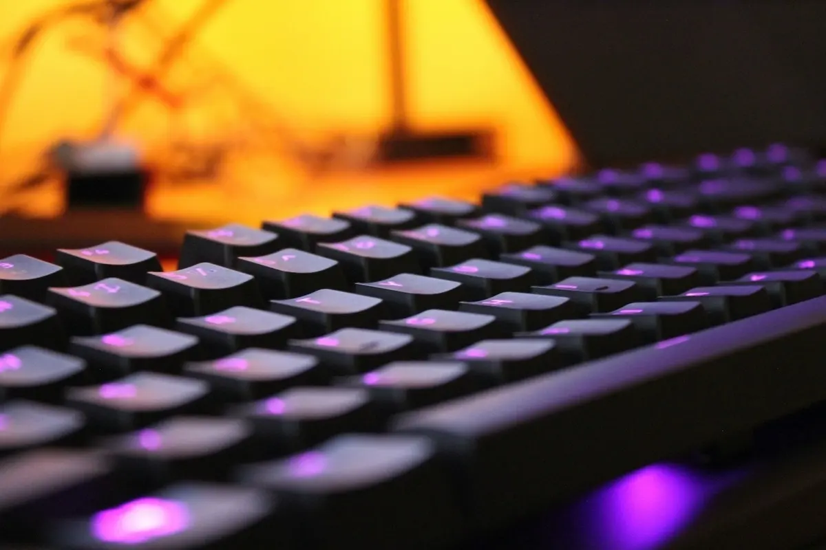Black and purple computer keyboard