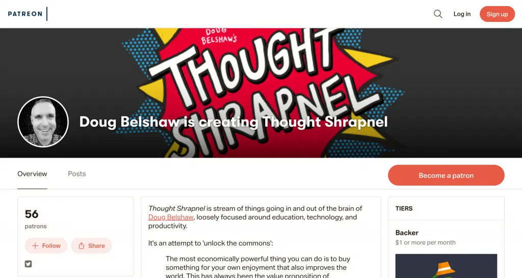 Patreon page for Thought Shrapnel