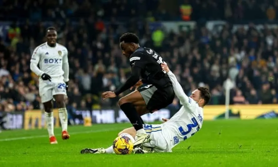 Leeds United v Rotherham United on 10 Feb: Leeds defender Connor Roberts makes a tackle Photograph: Simon Davies/ProSports/REX/Shutterstock