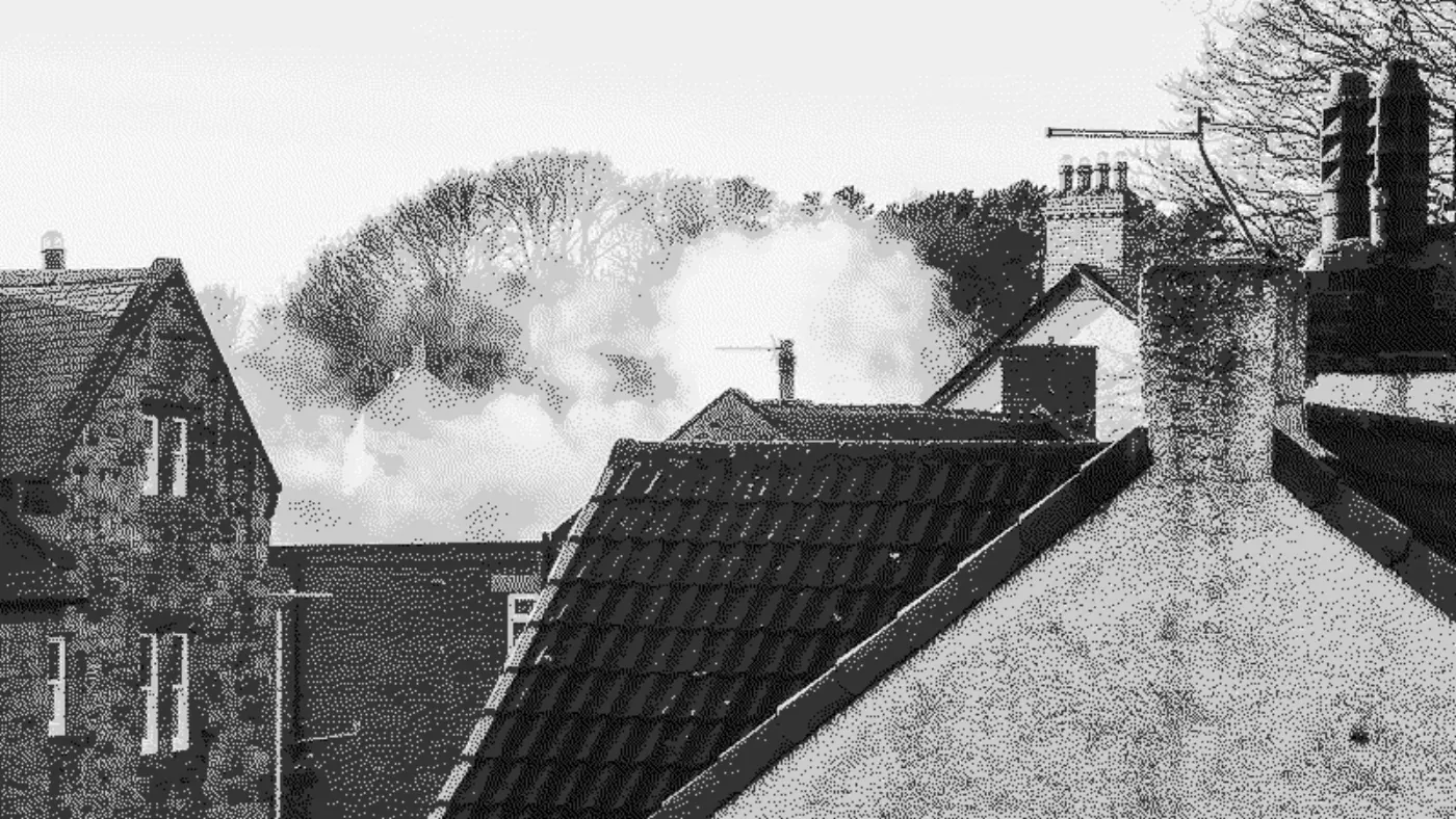Mysterious smoke visible from our bedroom window. I never did figure out where it came from.