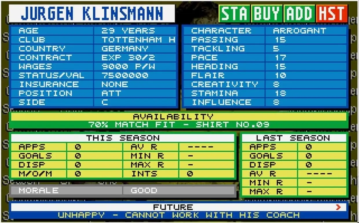 Championship Manager screenshot