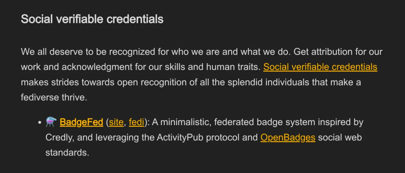 Screenshot of 'Social Verifiable Credentials' section of website