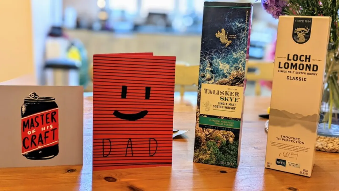 Fathers Day cards and whisky