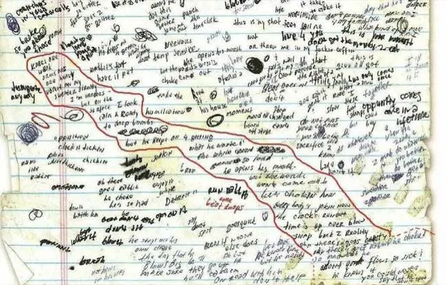 Sample of Eminem's notes (red line added)