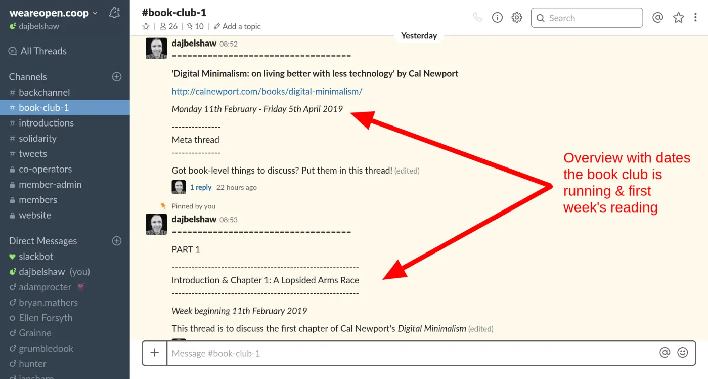 Slack book club - setup