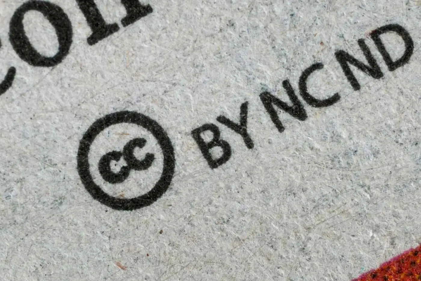 Cropped part of a sign with a Creative Commons BY NC-ND license