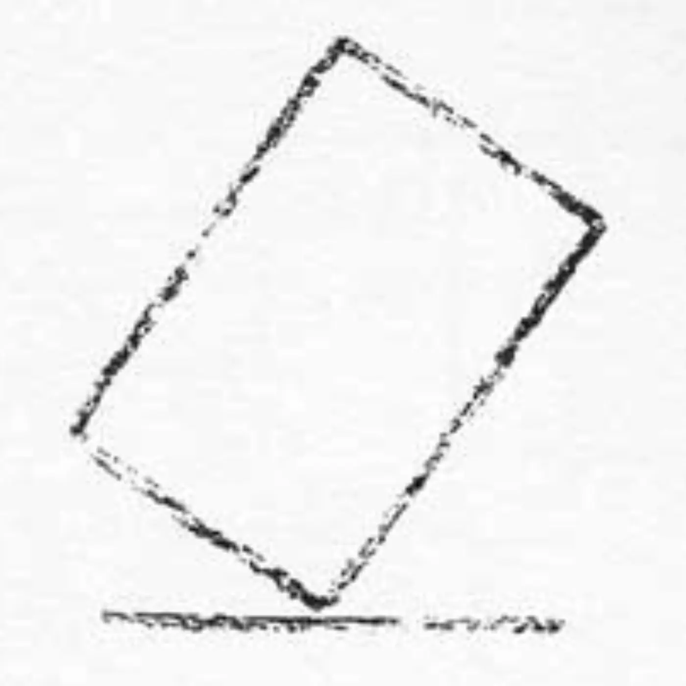 Line drawing of a rectangle balanced in an unstable way on its bottom right-hand corner