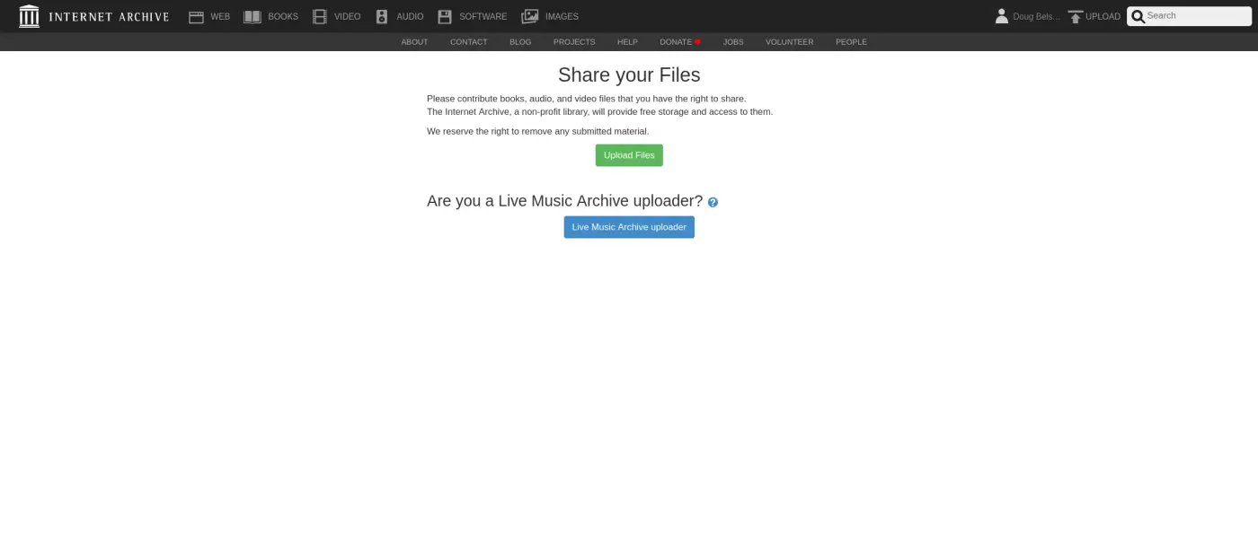 Uploading files to archive.org